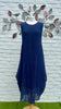 This sleeveless maxi dress is made from a navy sheer fabric with a beautiful all over swirl design, with a soft viscose lining. The dress has a hitch up hem on both sides, which can be buttoned up or let down for a longer length look. Perfect for any spring summer occasion, from a wedding - mother of the bride, mother of the groom and wedding guest to everyday wear. This dress will take you from day to night with effortless style and elegance.