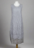 This sleeveless dress is made from a silver sheer fabric with a beautiful all over stripe design, with a soft viscose lining. Perfect for any spring summer occasion, from a wedding - mother of the bride, mother of the groom and wedding guest to everyday wear. This dress will take you from day to night with effortless style and elegance. A matching shrug is available.