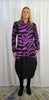 Black Jersey Cowl Pocket Dress - Magenta Stripe Print £90