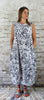 Linen Flower Print Hem Dress White £155