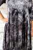 Silver Printed Velvet - Gathered Hem Dress  £165